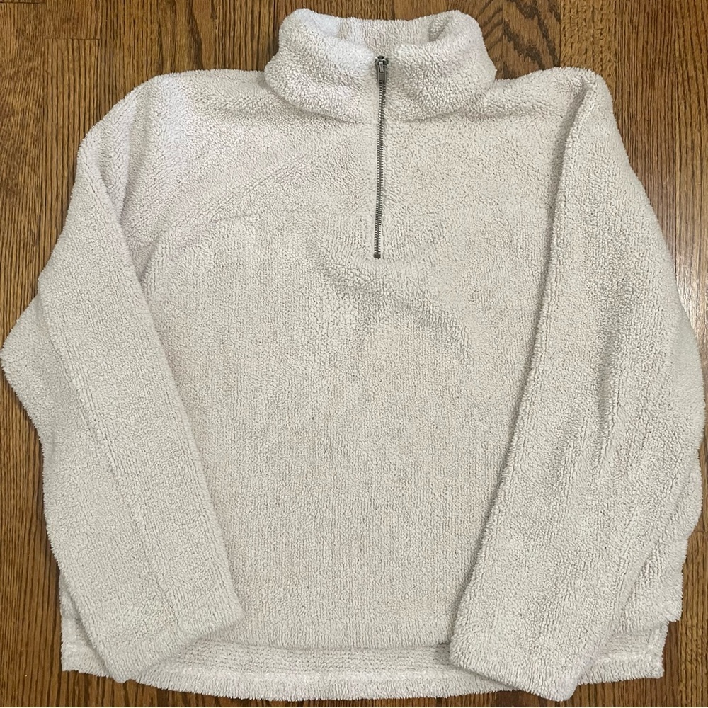 Altar'd State Women's Cream Pullover 1/4 Zip Sherpa Style Size Medium